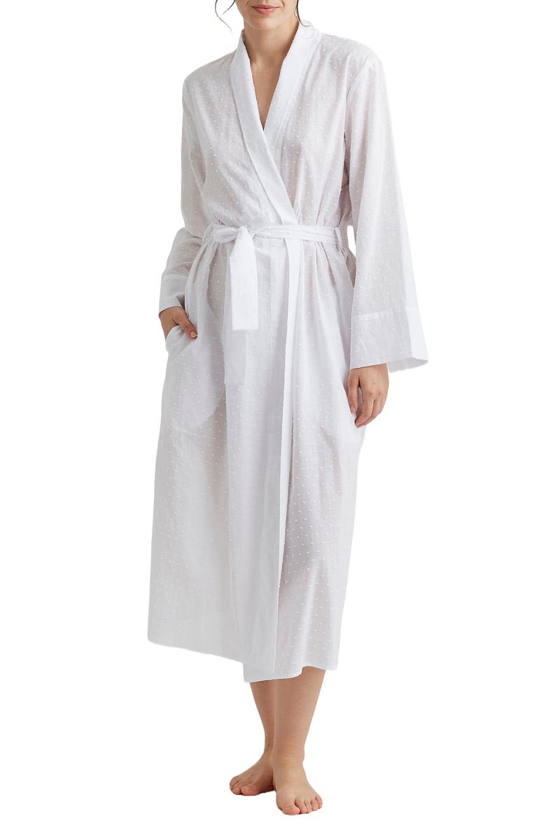 Papinelle Swiss Dot Cotton Robe, Main, color, White