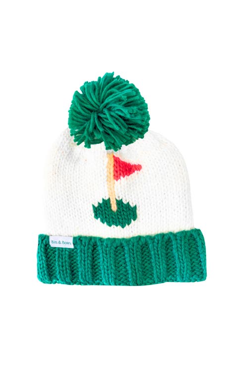 Bits & Bows Golf Flag Knit Hat/mittens Bundle In Green
