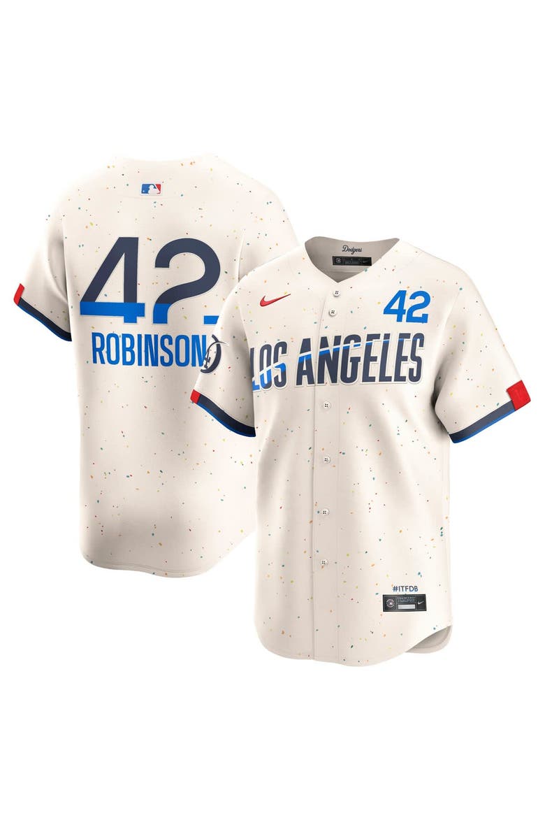 Men's Nike Jackie Robinson Cream Los Angeles Dodgers City Connect Limited Player Jersey, Main, color, Cream