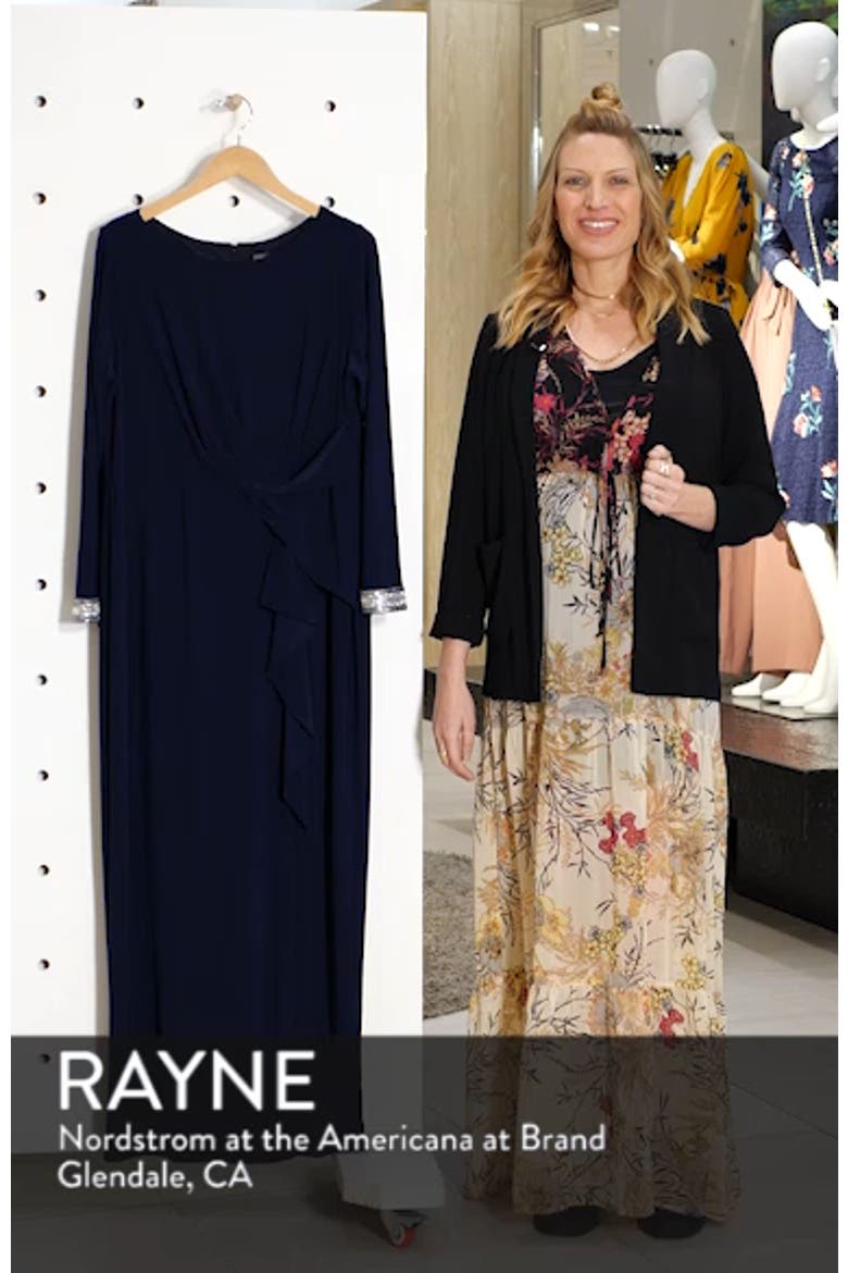 Beaded Cuff Ruched Jersey Gown video