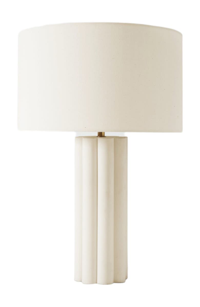 Brightech Becca 24" LED Geometric Pillar Table Lamp with Cream Fabric Shade, Bulb Included, Main, color,