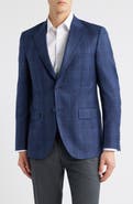 Peter Millar Flynn Classic Fit Blue Plaid Wool Sport Coat