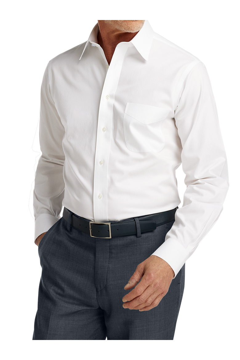 Tailored Fit Non-iron Cotton Pinpoint Solid Point Collar Dress Shirt, Alternate, color, White