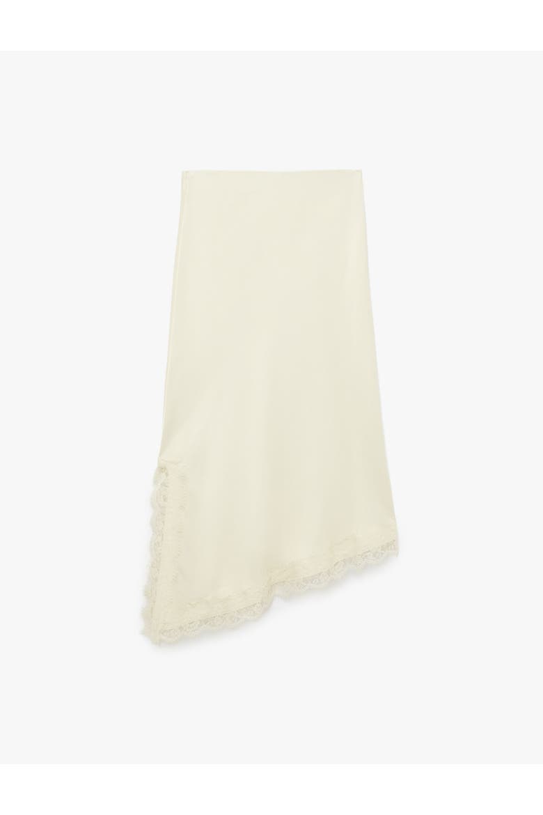 Asymmetric Lace Trim Satin Skirt, Alternate, color, YELLOW