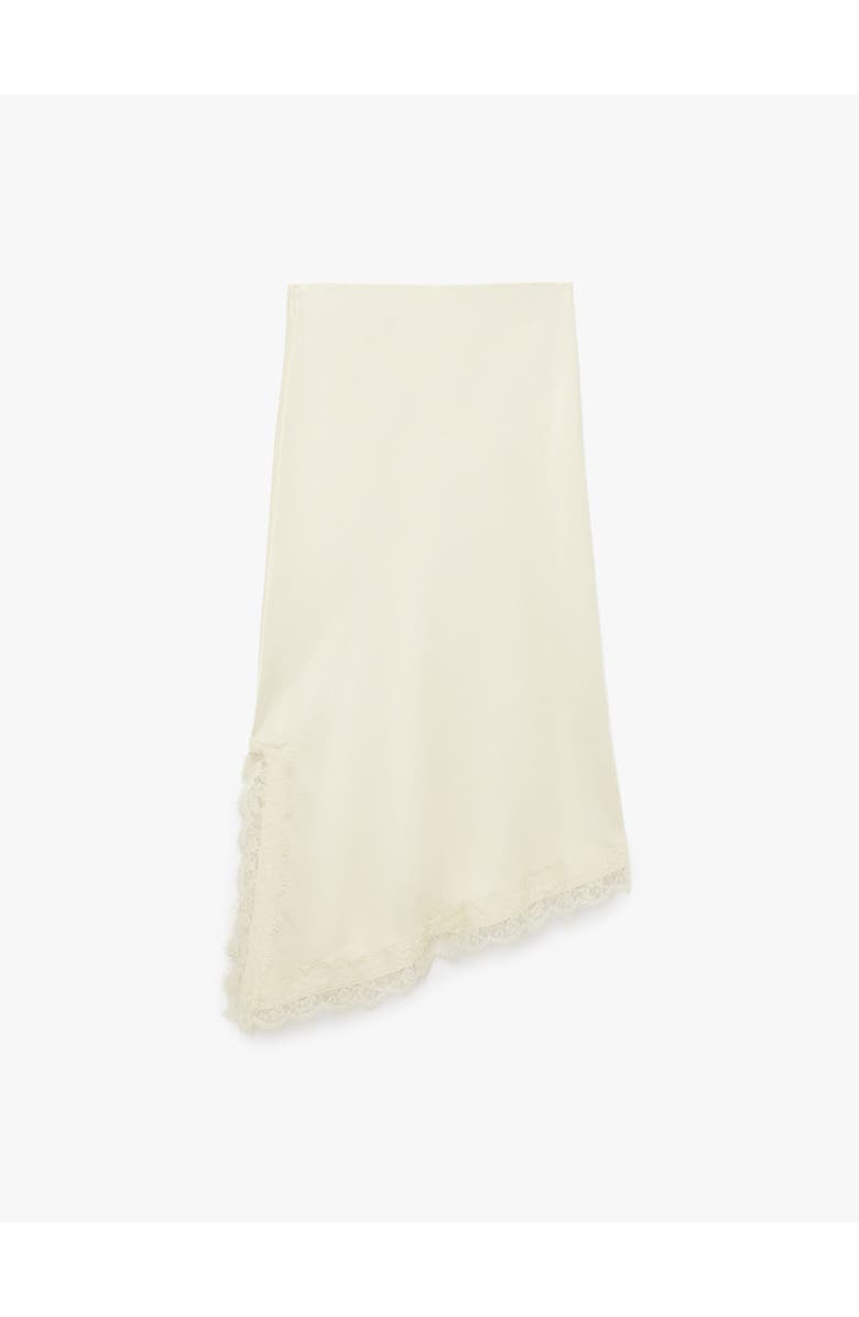ZDNU 81041892 Asymmetric Lace Trim Satin Skirt, Alternate, color, Yellow
