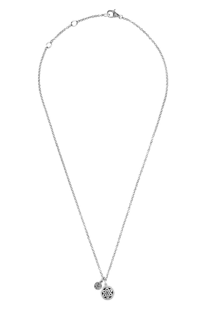 Dot Hammered Double Pendant Rolo Chain Necklace, Alternate, color, DIAMOND/ SILVER