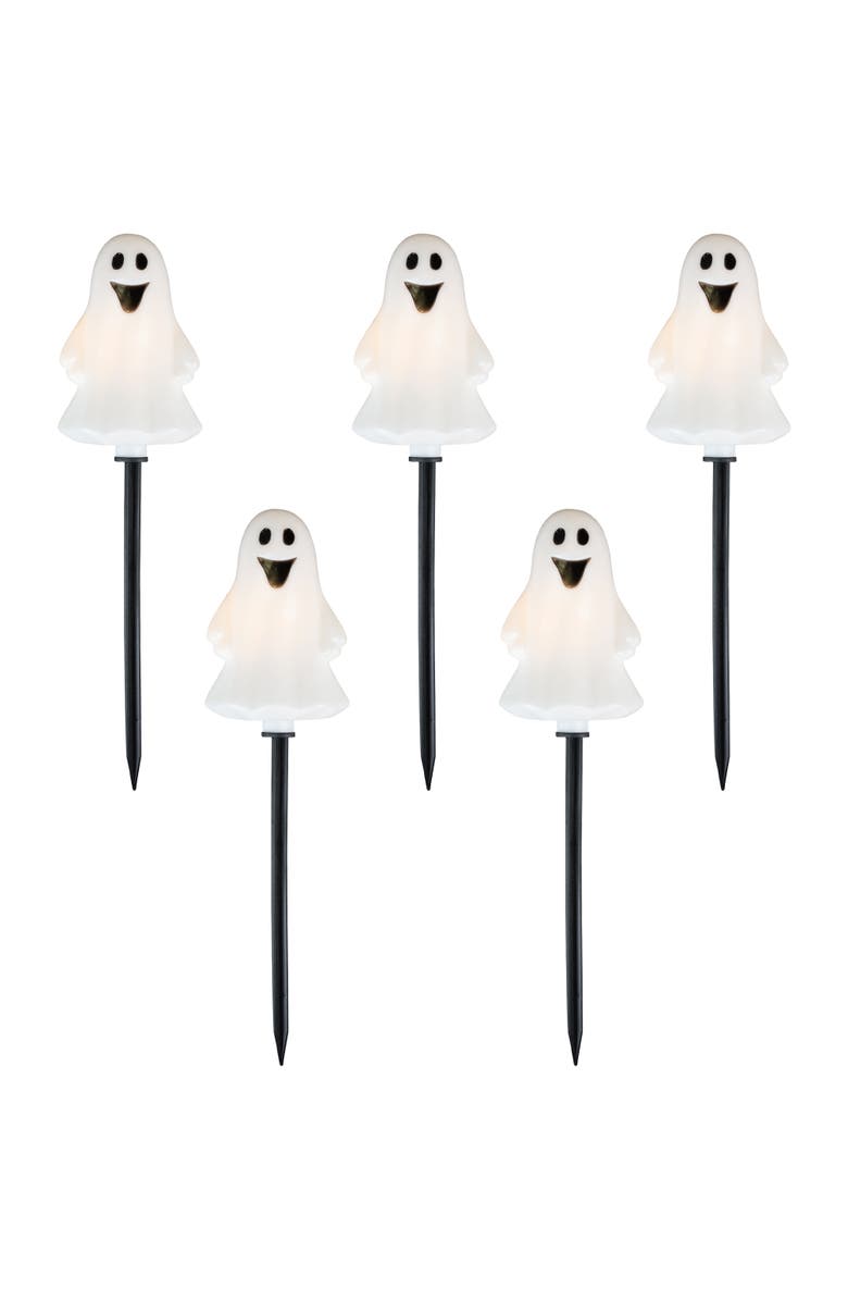 Northlight Lighted Ghost Shaped Halloween Outdoor Pathway Markers - 13" - Set of 5, Main, color, 