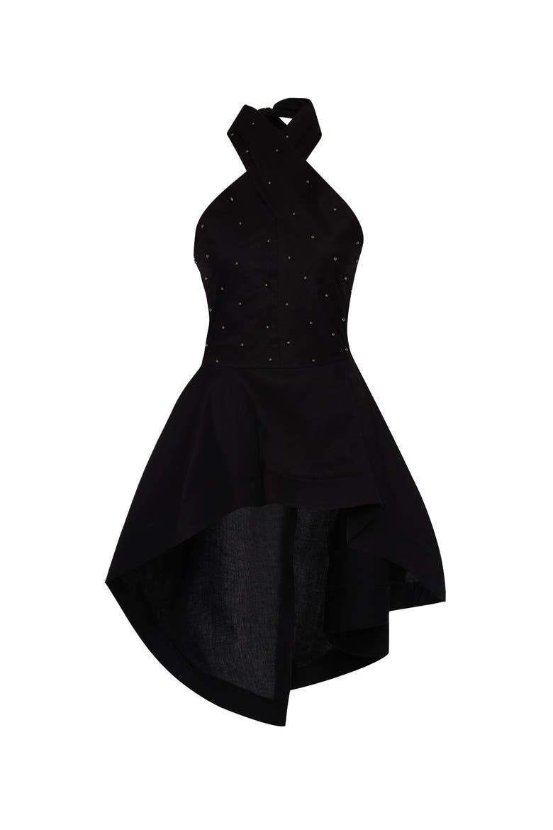 Echo Hi-Low Pearly Halter Shirting Top, Alternate, color, Black/Gunmetal