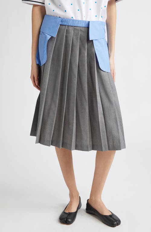 Ashley Williams Shirt Collar Pleated Virgin Wool Skirt
