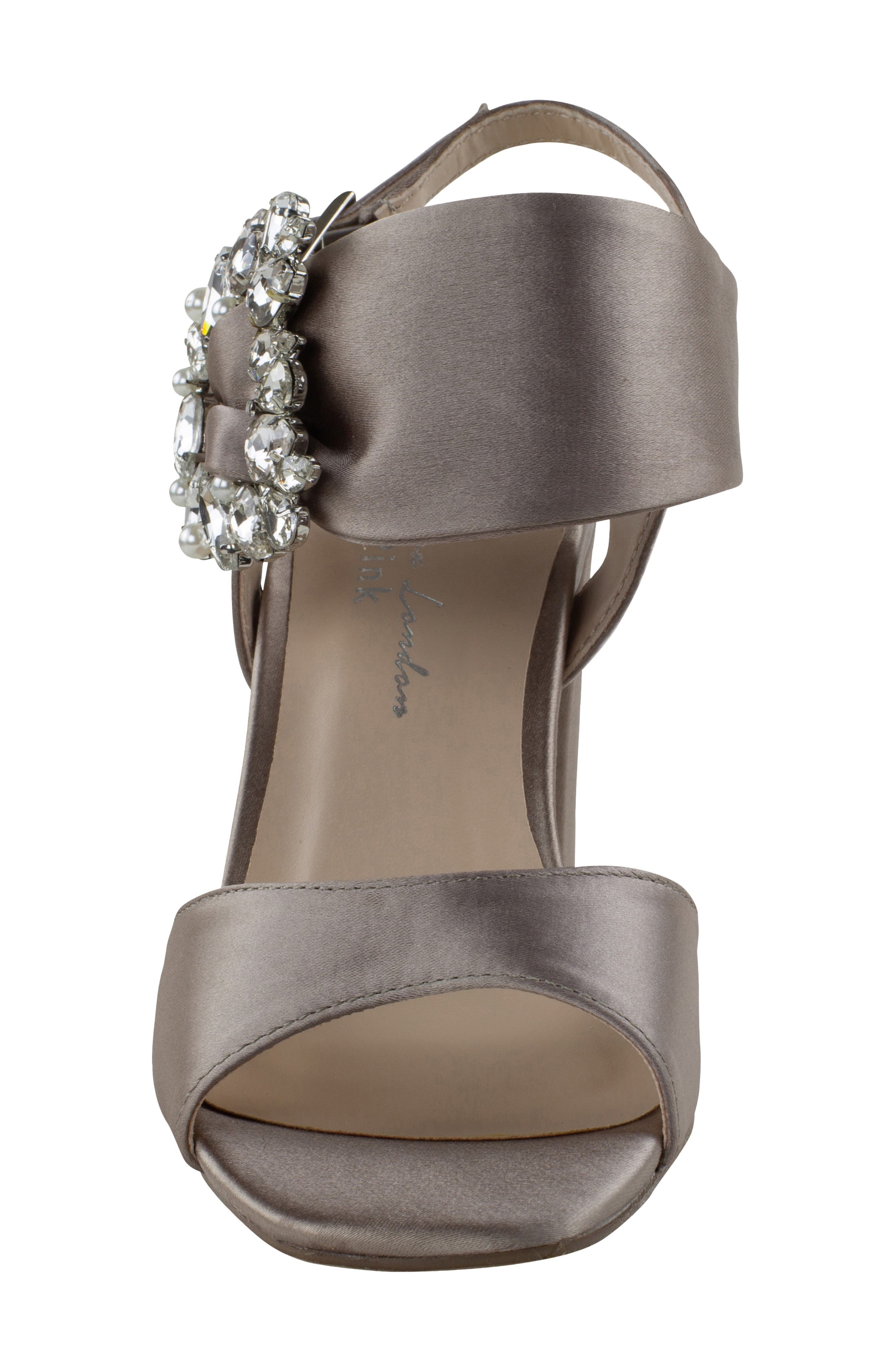 Paradox London Pink Manhattan Embellished Sandal, Alternate, color, Taupe Satin