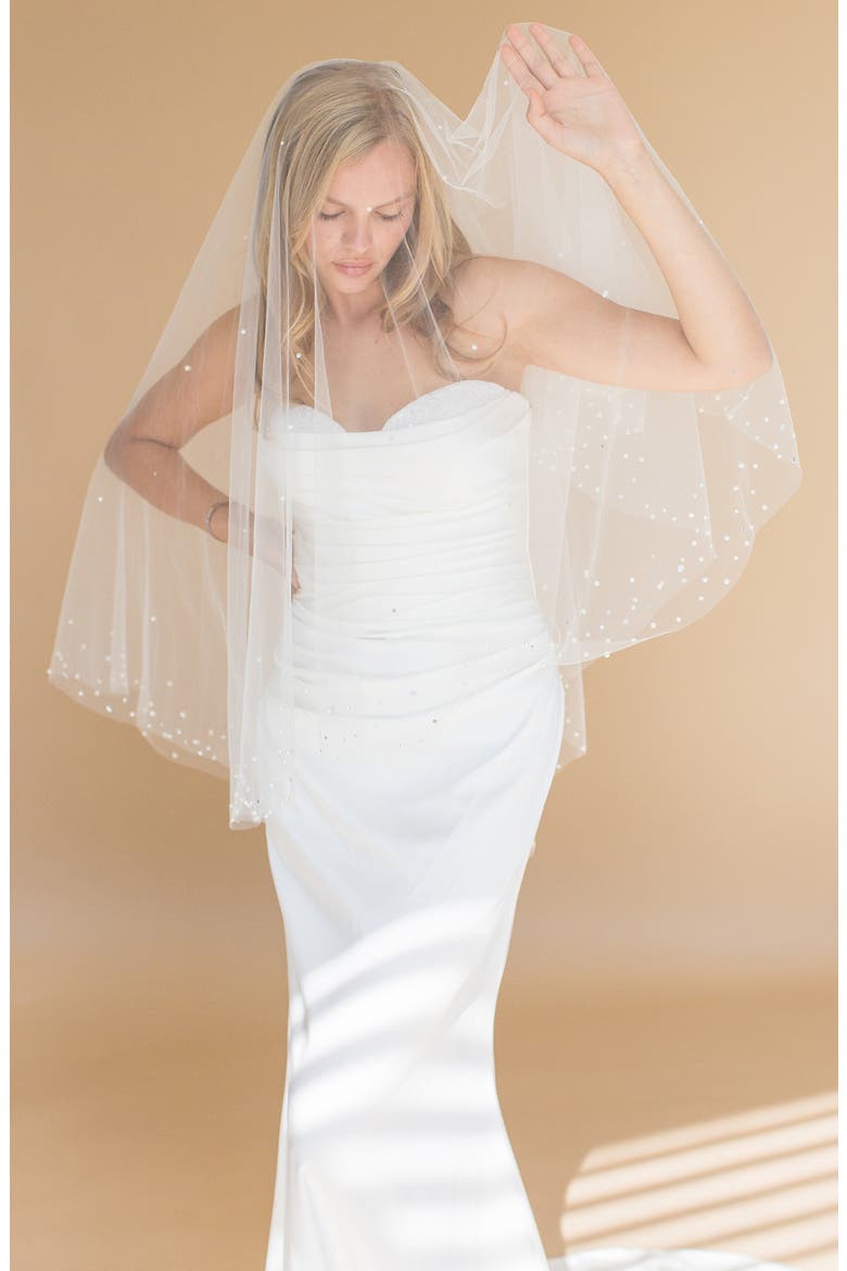 Axelle Imitation Pearl & Crystal Fingertip Veil, Alternate, color, IVORY