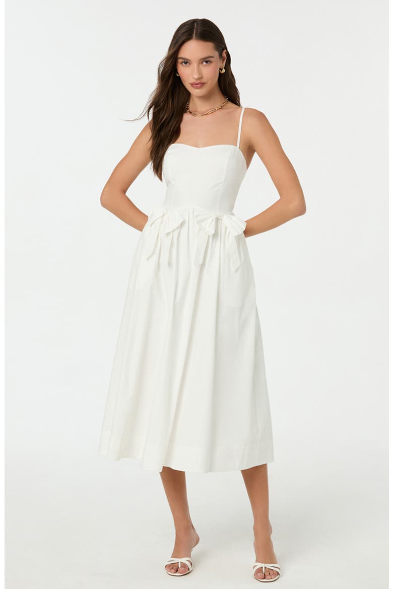 Poplin Bow Detail Midi Dress, Alternate, color, OFF WHITE