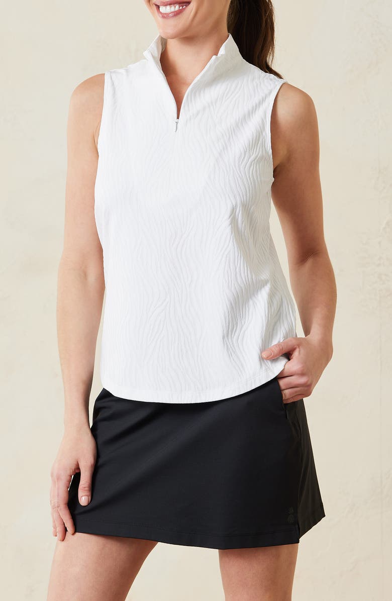 Tommy Bahama Aubrey Zebra Jacquard IslandZone<sup>®</sup> Sleeveless Quarter Zip Top, Main, color,