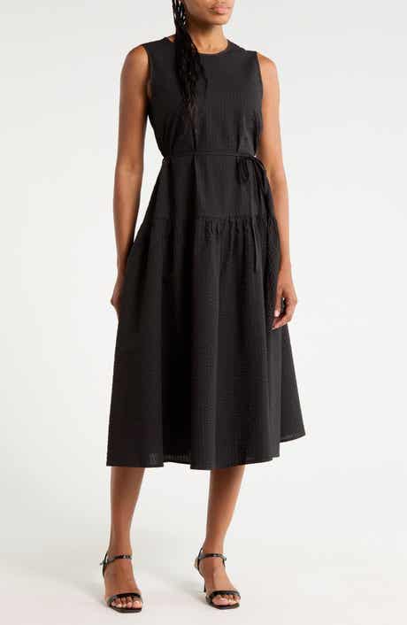 Sleeveless Seersucker Midi Dress