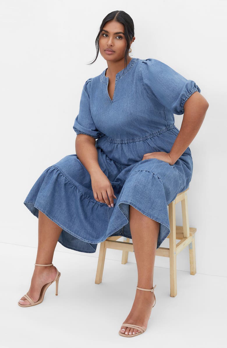 City Chic August Tiered Midi Dress, Alternate, color, 