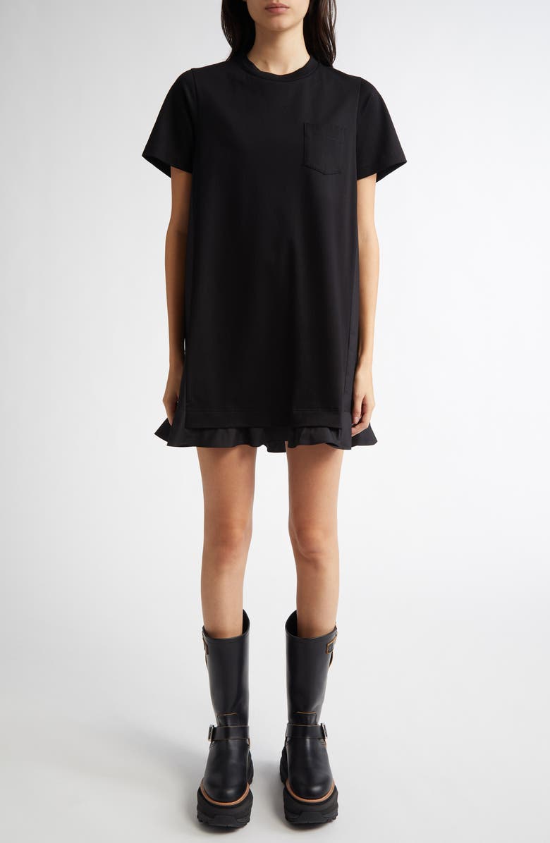Sacai Poplin & Jersey Minidress, Main, color, 