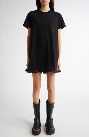 Sacai Poplin & Jersey Minidress | Nordstrom