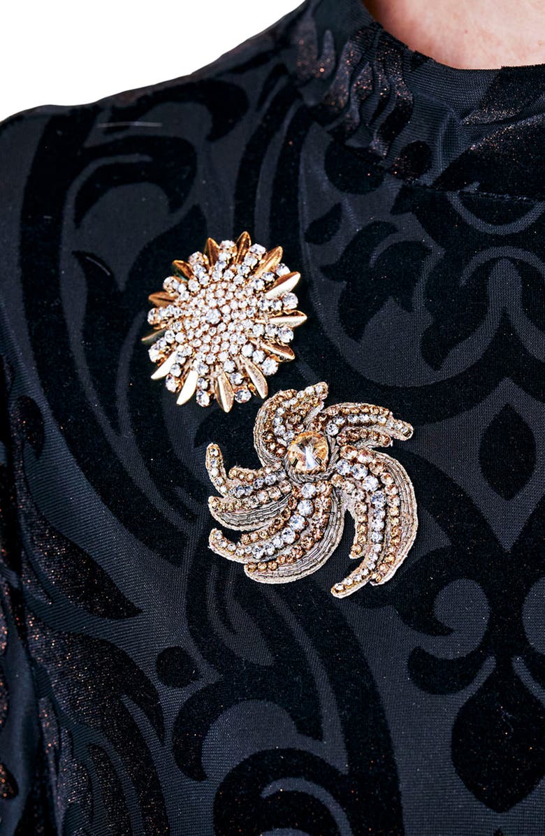 SAACHI Crystal Bloom Brooch, Alternate, color, Gold