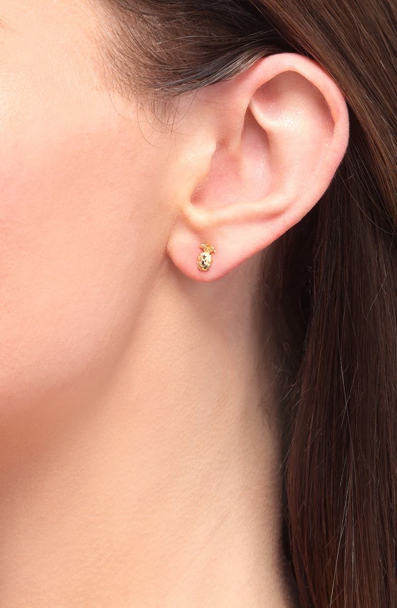 Madewell Demi-Fine Pineapple Stud Earrings, Alternate, color, 14K Gold
