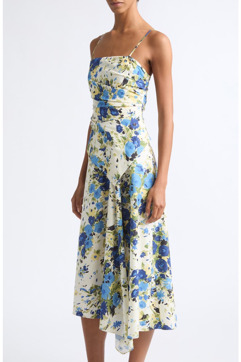 Peyton Ruched Floral Print Sleeveless Maxi Dress, Alternate, color, BUTTER/ CAPRI MULTI