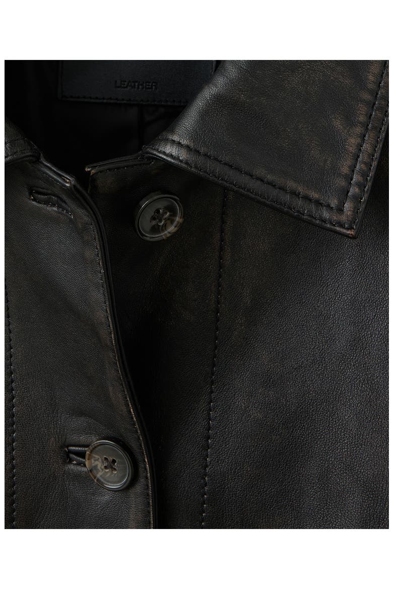Distressed Leather Jacket, Alternate, color, BROWN