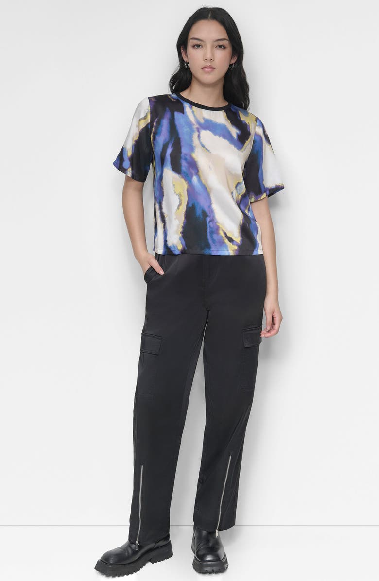 DKNY Abstract Print Short Sleeve Top, Alternate, color, 
