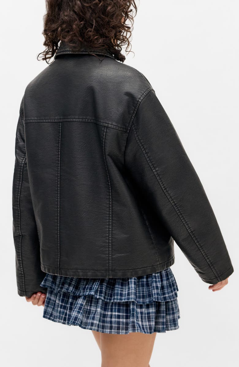 BDG Urban Outfitters Dex Wadded Faux Leather Jacket, Alternate, color, Black