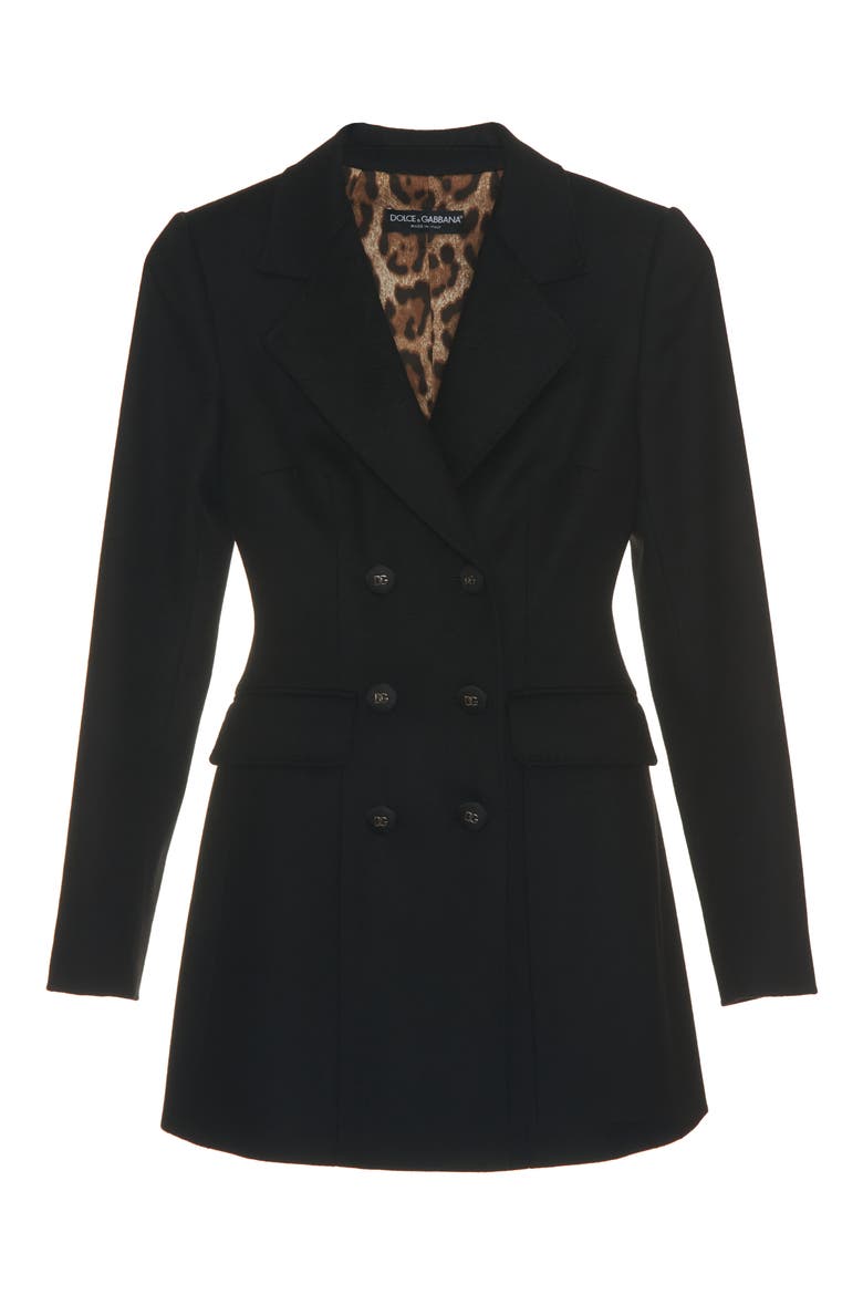 Double Breasted Virgin Wool & Cashmere Jacket, Alternate, color, BLACK