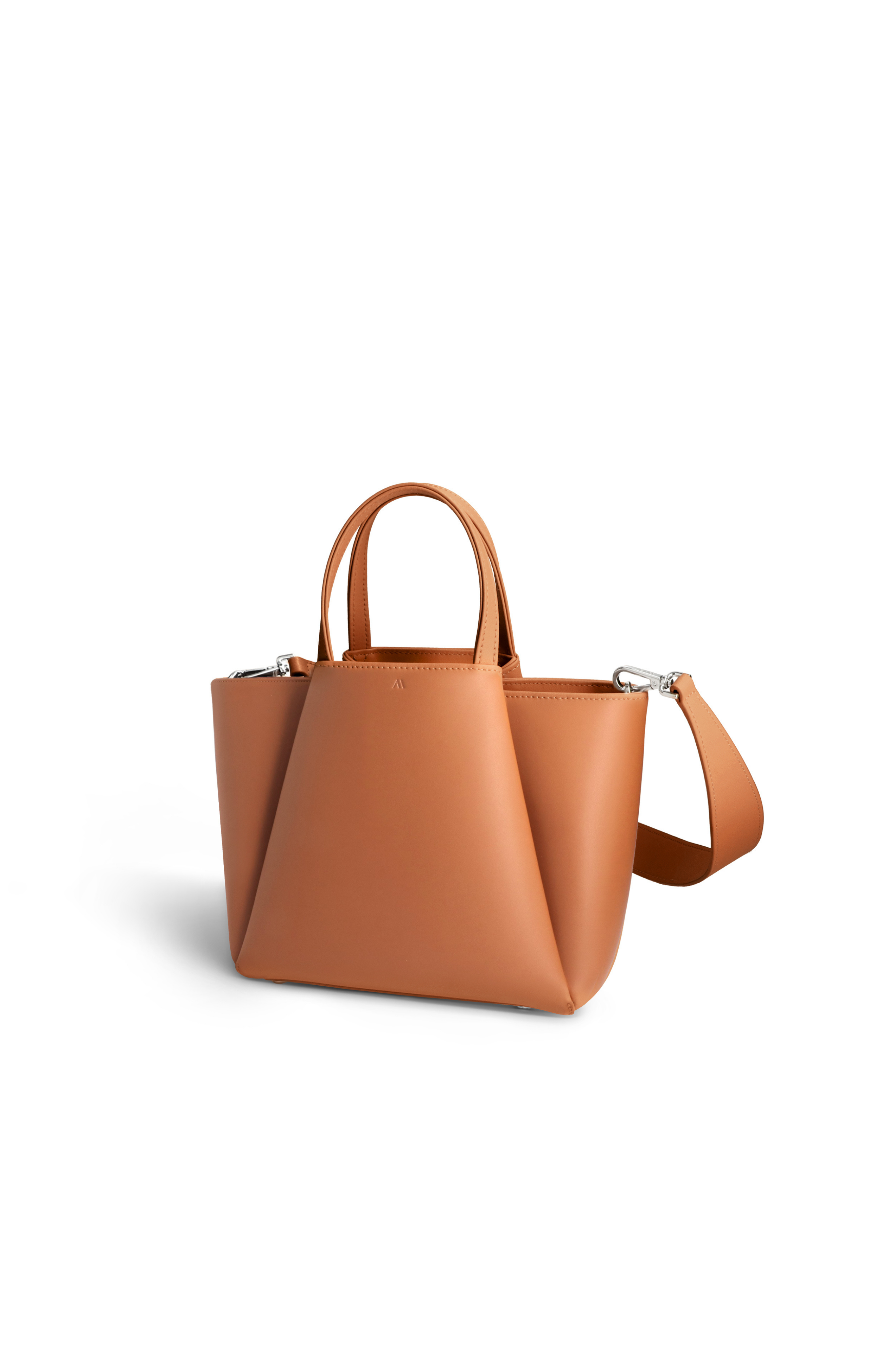 Mini Pyramid Leather Crossbody Bag, Alternate, color, Cognac