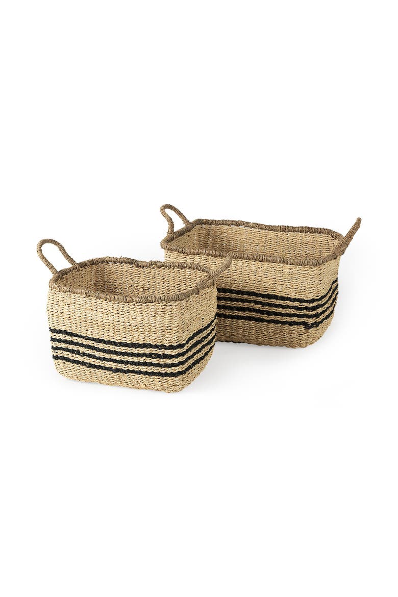 Emma Set of 2 Seagrass Rectangular Basket, Main, color, Brown