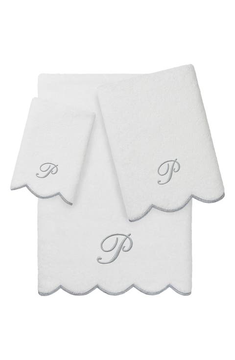 Scallop Personalized Monogram 3-Piece Towel Set