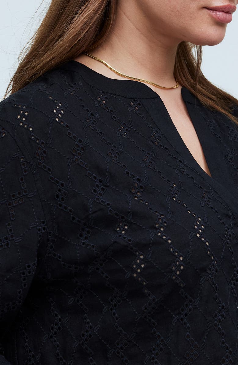 Madewell Long Sleeve Eyelet Top, Alternate, color, 