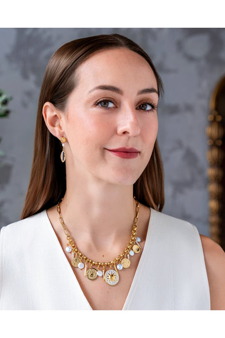 Celestial Charm Necklace, Alternate, color, Gold