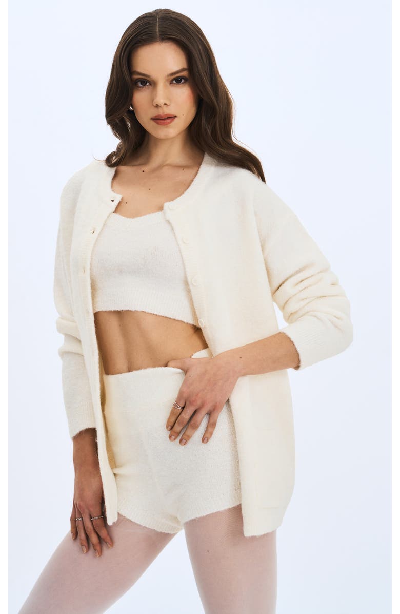 Miss Circle Orla Wool-Blend Ribbed Knit Cardigan, Main, color, White