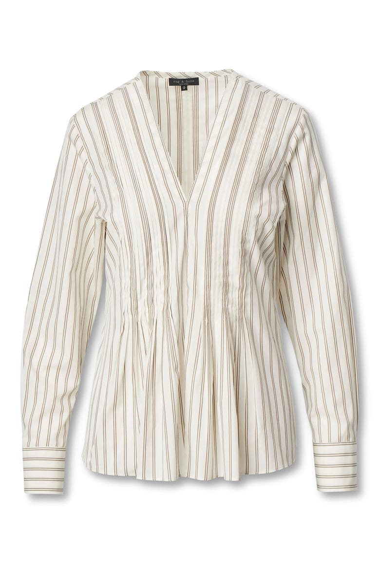 Asher Stripe Pleated Cotton Blouse, Alternate, color, DRCLS