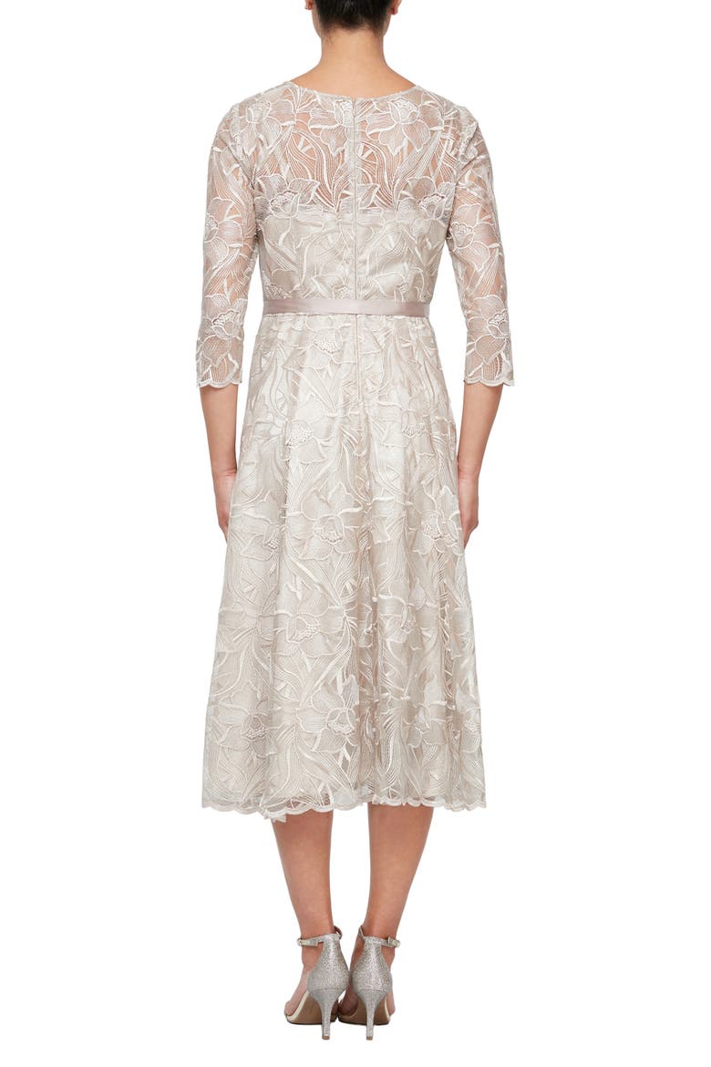 Embroidered Cocktail Dress, Alternate, color, TAUPE