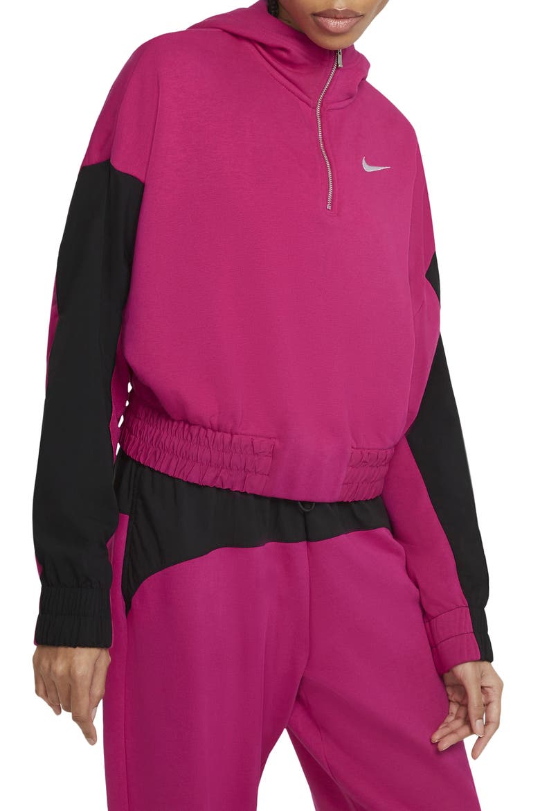 Sportswear Icon Clash Pullover Hoodie, Main, color, FIREBERRY/ BLACK/ WHITE
