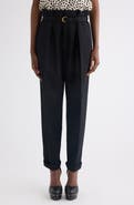 Chloé Belted Paperbag Waist Grain de Poudre Wool Pants