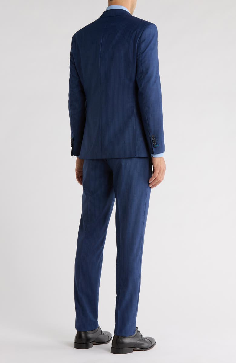 English Laundry Trim Fit Pinstripe Wool Blend Two-Piece Suit, Alternate, color, Navy
