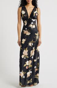 Judith Floral Jacquard Satin Slipdress (Women) | Nordstrom