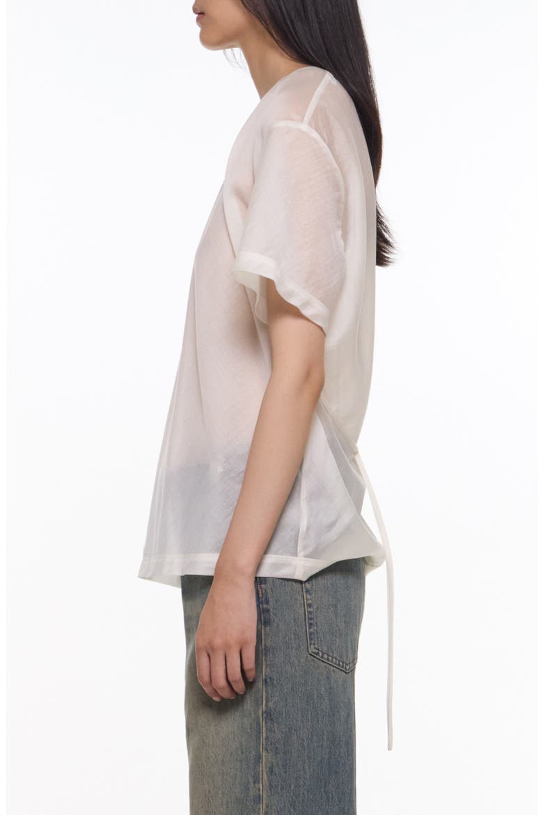 Sheer Tie Waist T-Shirt, Alternate, color, SOFT WHITE