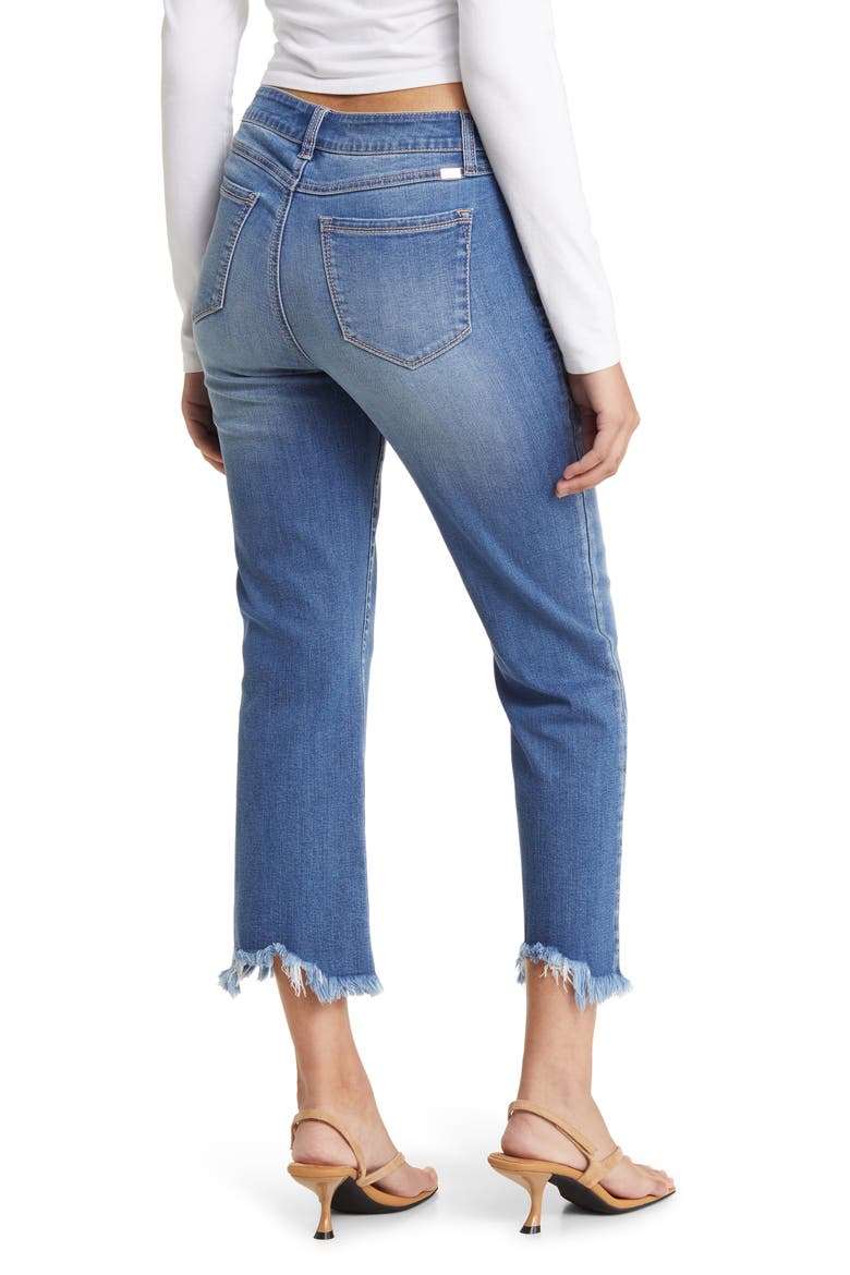 High Waist Raw Hem Jeans, Alternate, color, HUGH
