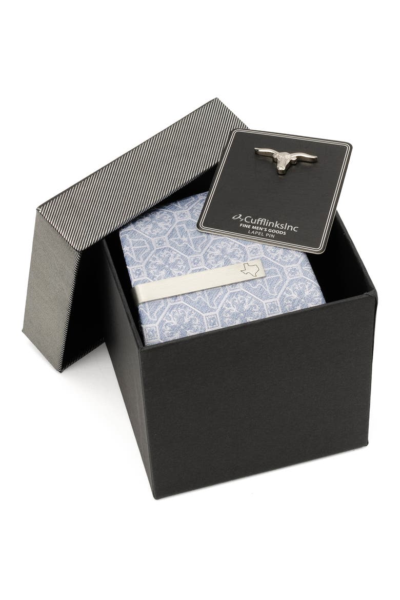 Don't Mess with Texas Silk Tie, Lapel Pin & Tie Bar Gift Set, Alternate, color, SILVER MULTI