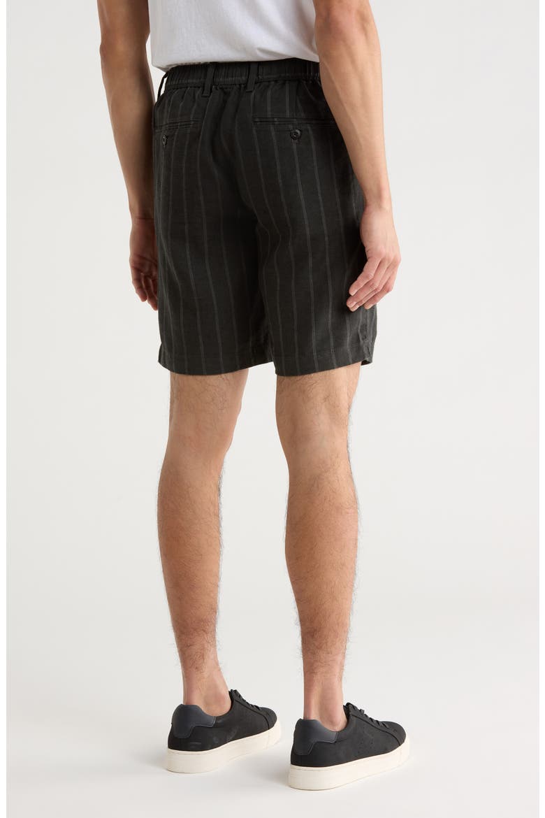 Isla Sands Pleated Stripe Linen Blend Shorts, Alternate, color, FOG GREY