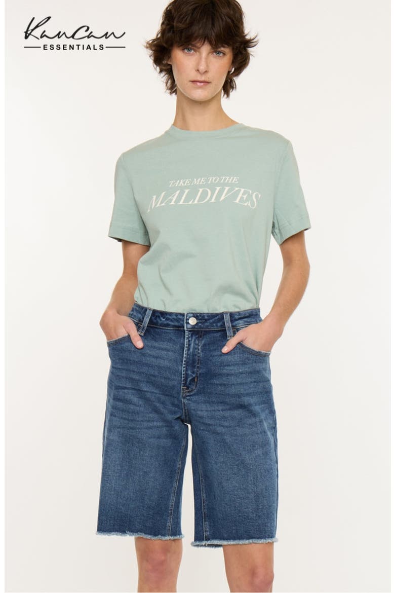 Arley Essentials Mid Rise Denim Jorts, Main, color, Dark Wash