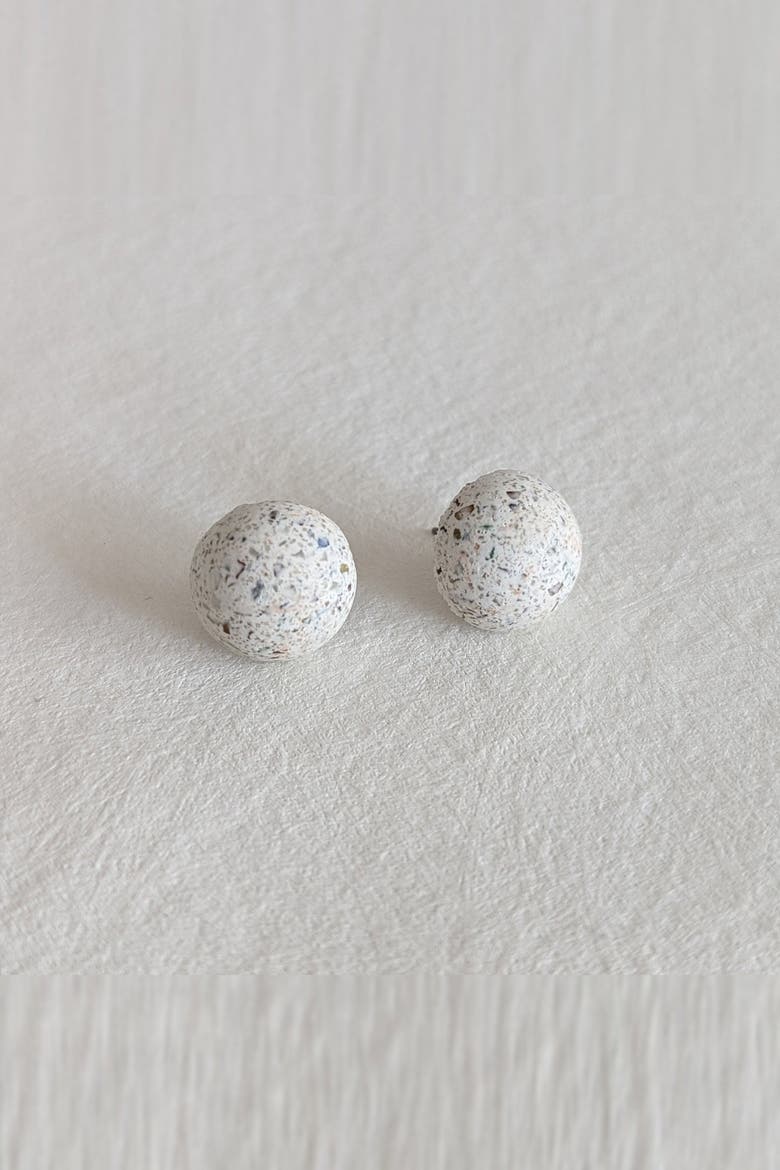 Dome Earrings, Main, color, White Terrazzo