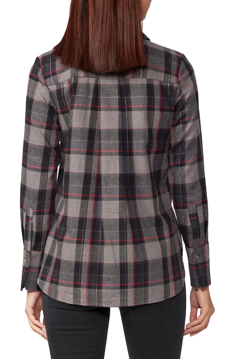 PAIGE Davlyn Metallic Plaid Button-Up Shirt, Alternate, color, Black Multi