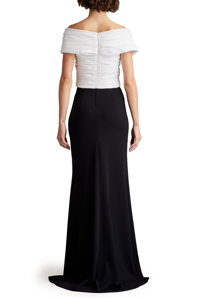 Portrait Neck Taffeta Gown, Alternate, color, IVORY/ BLACK
