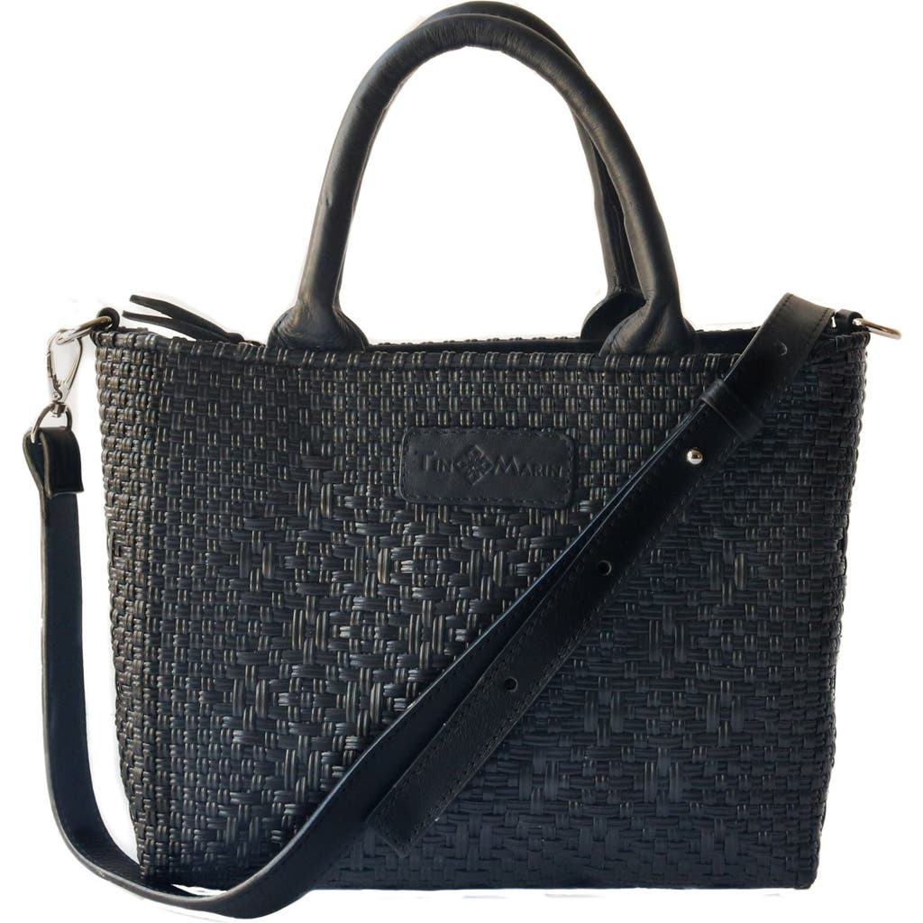 Tin Marin Small Woven Crossbody Bag In Black
