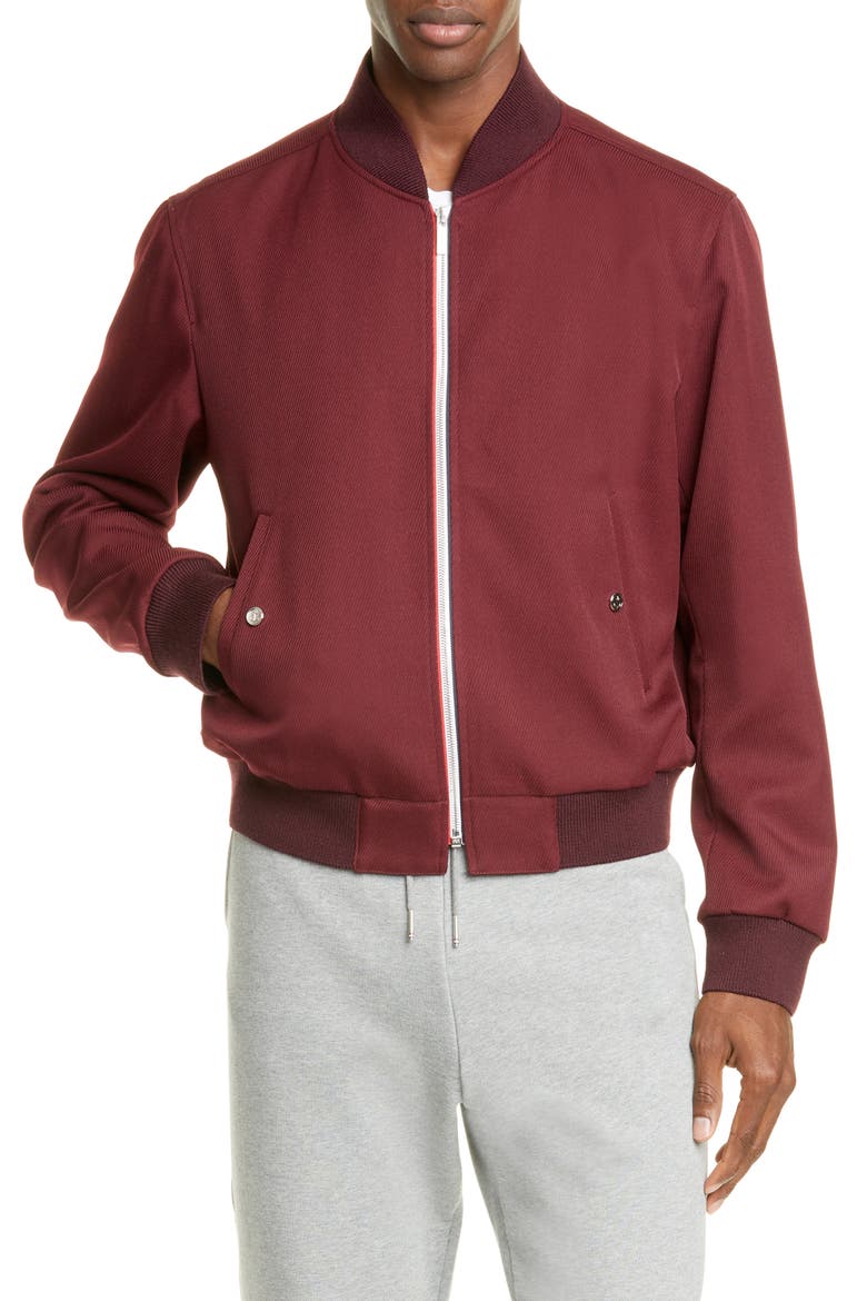 Twill Bomber Jacket, Main, color, BURGUNDY